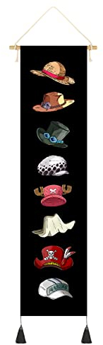 CosplayStudio Großes One Piece Rollbild | Mugiwara Kakemono | Strohhut Piraten Wandposter | Strawhat Pirates | 130x33cm | One Piece Hüte