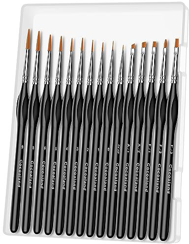 Miniature Paint Brushes,15Pcs Small Fine Tip Paintbrushes, Micro Detail Paint Brush Set, Triangular Grip Handles Art Brushes Perfect for Acrylic, Watercolor, Oil, Craft, Models(Black)