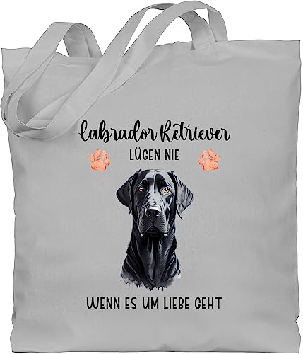 Baumwolltasche - Hunde - Labrador Retriever - Geschenk Hundebesitzern - Unisize - Hellgrau - tasche hund hundebesitzer einkaufstasche geschenke für hundefans hundemotiv jutebeutel personalisierte