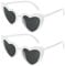 Ainiv Herz Sonnenbrille, 2 Stück Herzförmige Party-Sonnenbrille, UV400 Sonnenschutz und UV-Schutz Schwarze Graue Linse, Mode Brillen für Damen Herren Kinder Party Reise Fotoshooting (Weiß)