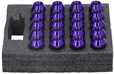 20Pcs M12x1.5 Wheel, with Wrench Socket High Hardeness Replacement for Silver Accessory Lug Nuts (Purple)