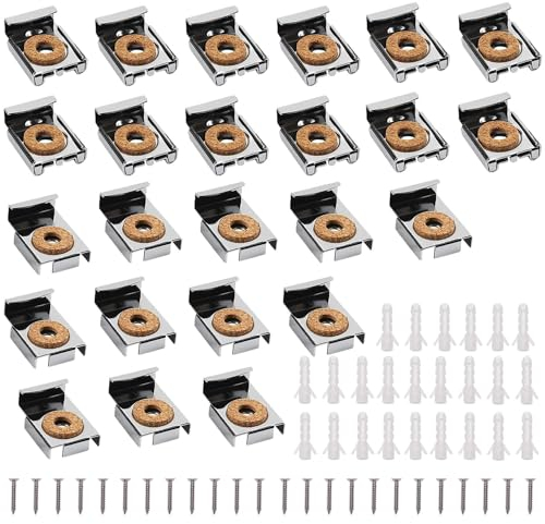 6 Set (24 Stück) Spiegelhalterung Wand, Spiegel Halterung, Ungerahmte Spiegelmontageclips, Federbelastete Spiegelaufhängung Clips, für Schweren Spiegel Glas für Bad- und Zimmerspiegel