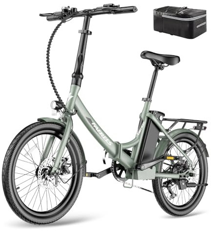 Fafrees F20 LIGHT Electric Bike, 20 Inch Folding Electric Bicycle for Adults, 16.75Ah/603Wh Removable Battery E-bike, 7 Speed, 250W Motor Electric Mountion Bike, Range 90-120KM (Green)