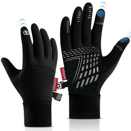 Angozo Winterhandschuhe für Herren, Thermohandschuhe für Herren, winddicht, wasserabweisend, thermisch, rutschfest, Damen-Handschuhe, Touchscreen-Handschuhe, Laufhandschuhe für Männer und Frauen,