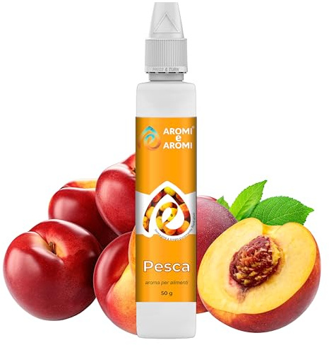 AROMI E AROMI | Aroma Pesca - Aroma Alimentare in Gocce per Dolci da Forno, Torte, Yogurt, Gelato, Acqua e Liquori | Prodotto 100% Italiano (50ml)