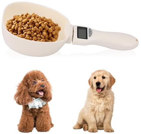 CooAooRoo Dog Food Measuring Cup, Digital Dog Food Scoop Measure, Precise Pet Food Scoop With LED Display 4 Measuring Units, Measure Liquid/Dry Items, Max 800g (White), 145WYW-4495836-HSH039
