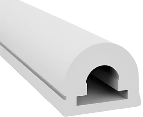 JANDEI - Profilé flexible en silicone pour bande LED avec PCB jusqu'à 10 mm de large. Émission lumière 270°, format semi-circulaire 15 mm x 13 mm. Convient pour l'extérieur, couleur blanche (profil)