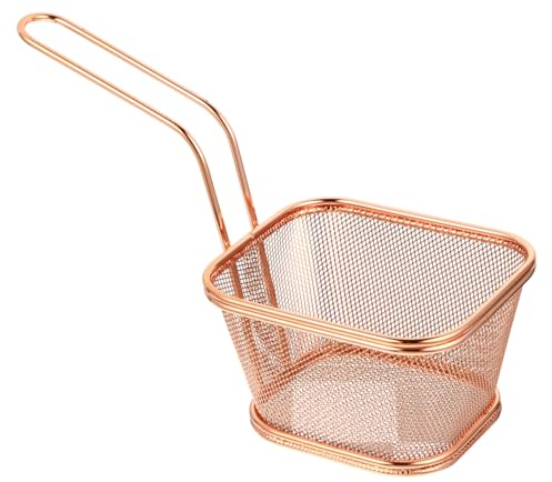 CIYODO 1pc Deep Fryer Basket Metal Frying Basket Mini Potatoes Chips Fry Colander Fish Fry Basket Deep Fryer Net Strainer Snack Baskets Mesh Sink Strainer Stainless Steel Vegetable Snacks