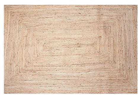 Craft Trade Handgewebt Natur Boho Jute Teppich Reversibel Geflochten Waschbarer Rechteckig Juteteppich für Küche Wohnzimmer und Schlafzimmer- 120x180 cm