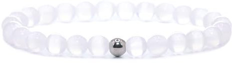 Echtes Selenit Edelstein Armband mit 6mm Perlen - verschiedene Längen - Heilstein Schutzstein Talisman Glücksbringer Geschenk (Selenit, 18CM)