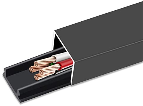 Floor Wire Protector Wall Cable Concealer Kit TV Cord Hider for Work Area Wide 35mm Cords Management Cover with Tape and Channel Black Color Size 35mm Width