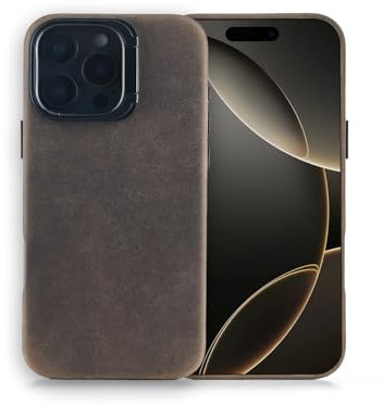 Synchro Bands for iPhone 16 Pro Case Genuine Leather with MagSafe, Built-in Stash Stand Phone Case-Vintage Top Full Grain Crazy Horse Cowhide Leather Cover with Protective Soft Lining - 6.3 inch