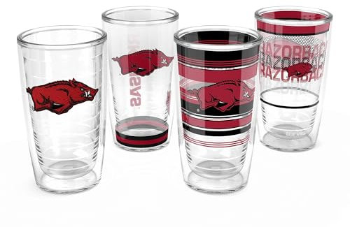 Tervis Arkansas Razorbacks Lot de 4 gobelets isothermes à double paroi pour garder les boissons froides et chaudes, 473,6 g, classique