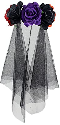 COSDREAMER Serre-tête pour femme Rose Fleur Rouge Punk Gothique Couronne Serre-tête (E)