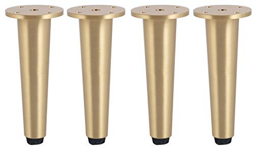 Set of 4 Heavy Duty Brushed Brass Furniture Legs Adjustable Cone Table Legs for Armchair TV Cabinet Cupboard Dresser Load Capacity 800kg (10cm/3.94in)
