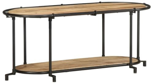 vidaXL Mueble de TV Madera Maciza de Mango Rugosa 100x42x40 cm, Soporte de TV, aparador de TV, Mueble HiFi, Banco de TV, Armario de TV