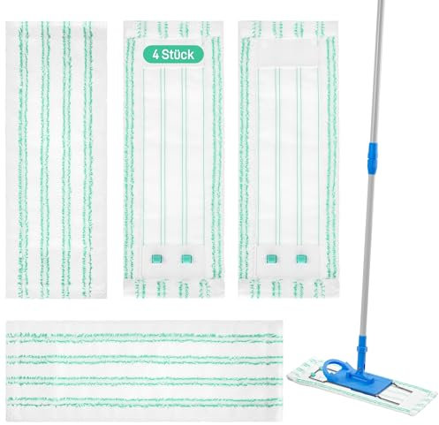 Wischbezug Kompatibel mit Leifheit Profi XL Micro Duo / Profi XL Cotton Plus Bodenwischer-Stiele, Effiziente Mikrofaser Ersatzbezug für Alle Böden, 4 Pack