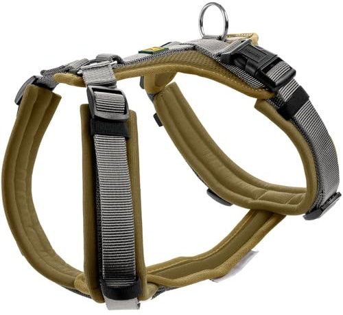 HUNTER Hundegeschirr Maldon UP, Farbe: Oliv/grau, weich gepolstert & komfortabel, stark reflektierend durch 3M Scotchlite, 4-Fach verstellbar, mit gepolstertem Griff (ab S-M), Größe: XS-S