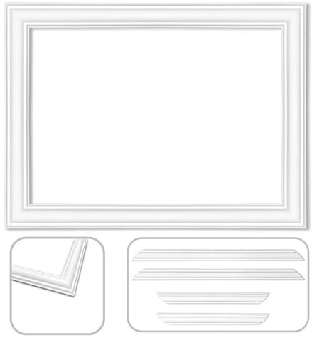 Deccart - Zierleisten Set - Wandrahmen- Sockelleisten weiß - Fußleisten aus Polystyrol - Sockelleiste - Fußleiste Moderner Abschluß - Wandleisten - Stuckleisten - Bodenleisten - 39x59 cm