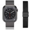 JINPXI Bracelet de rechange en acier inoxydable pour Apple Watch 38-40-41-42 mm Bracelet en maille milanaise avec double boucle de sécurité pour Apple Watch, Noir , Universal, Milanais