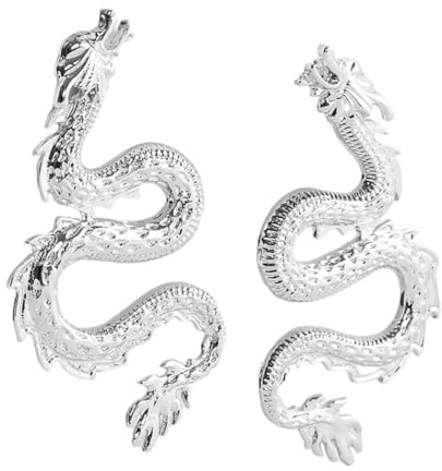Healvian Boucles Oreilles Dragon Totem Chinoises Clous Argentés Exagérés Pour Femme Bijoux Fantaisie Accentuant Élégance Et Charme Unique