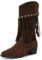 Generisch Donna Moda Invernale Tinta unita Camoscio Frange Mid Calf Stivali Temperamento Confortevoli Stivali con Cerniera Posteriore Lungo Donna, marrone, 42 EU