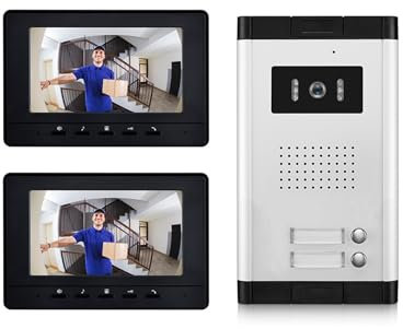 TIEOAXFT 1-2 Units Apartment Video Doorbell Intercom System For Home Building Flats Security Video Door Phone Monitor Doorbell(V70HB-520-1V2)