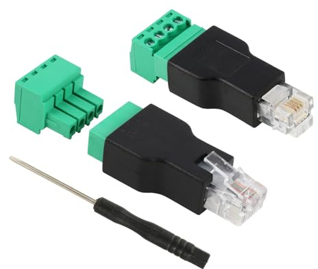 Kahaybeall 2 Stück RJ11 Schraubklemmen Adapter, 6p 4C Männlich zu 4 Pin Weiblich Schraubklemmenstecker, RJ11 öffentliche auf 4 polige Buchse Telefonleitungsstecker, Schraubklemmen-Adapter