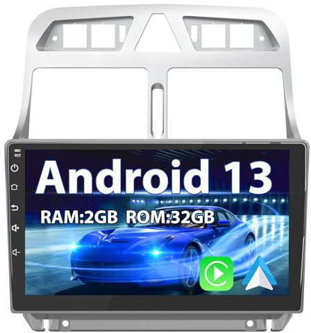 AWESAFE Android 13.0 [2GB+32GB] Radio Coche para Peugeot 307 SW CC 2002-2013 con Carplay Inalámbrico/Android Auto
