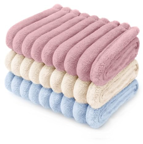 luciphia 3 Pièces Couverture pour Chien et Chat, Tapis de Chien Protection Canapé Lit Voiture, Lavable en Machine Idéale pour Grands Petits Chiens Chats Rose Beige Bleu 76_x_104_cm