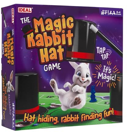 IDEAL | The Magic Rabbit Hat Game: It's a race around the magician's table with a rabbit hiding in one of the hats! | Children's Board Games | Magic Tricks | For 2-4 players | Ages 4+