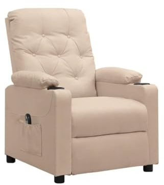Tonture Relaxsessel Elektrisch Creme Stoff, Verstellbarer Fernsehsessel mit Motor, 3 Liegepositionen, Gepolstert, für Wohnzimmer, Schlafzimmer, Leseecke