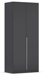Rauch Möbel Alabama, Kleiderschrank, Farbe Grau metallic, Breite 91 cm | Schrank, 2-türig, Zubehör Basic, für Schlafzimmer, Kinderzimmer, Homeoffice, Gästezimmer, Garderobe, Flur