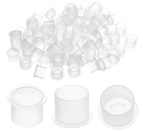 200 Pcs Vasos de Tinta para Tatuajes L de Plástico Transparente | Tapas para tinta de tatuaje para uso profesional y aficionado, transparentes, prácticas y fáciles de usar
