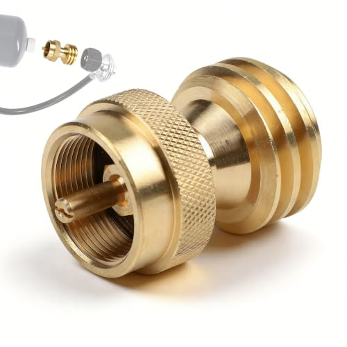 CARMOTTER Messing-Gastank-Adapter für Grills, 0,5 kg bis 9 kg Zylinder-Konverter, Acme männlich/POL weiblich, automatische Abschaltung, Camping & Kochen im Freien