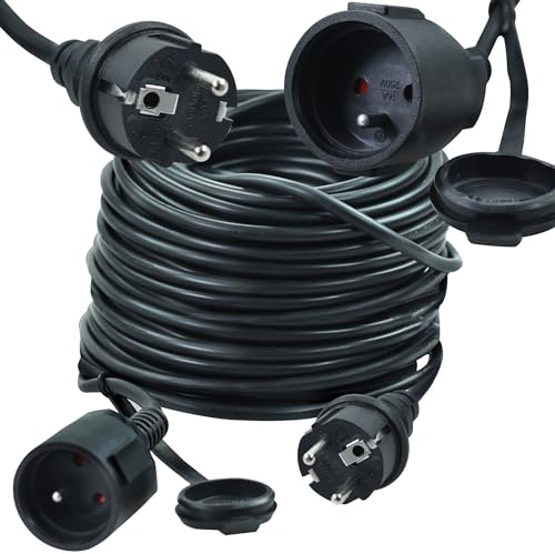 Rexxer Verlängerungskabel IP44 50m 3x1,5 mm² – Schuko Stromkabel für Außenbereich, Garten & Baustelle