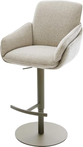 DELIFE Barstuhl Luan-Flex Drehfuß höhenverstellbar Metall Titanfarben Webstoff Soft Beige