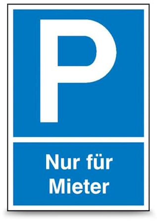 Betriebsausstattung24 Parkplatzschild Nur für Mieter - Aluminium, geprägt - 40,0 x 60,0 cm - P Symbol und Text - blau weiß - Mieterparkplatz