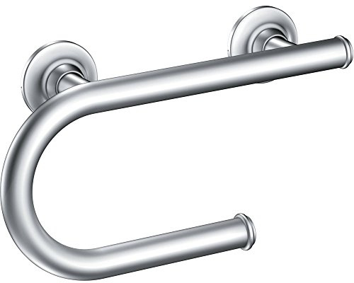Moen LR2352DCH Bathroom Safety 8-Inch Grab Bar with Integrated Toilet Paper Holder, Chrome