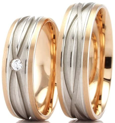 Eheringe 585/- Rotgold Weißgold A-48