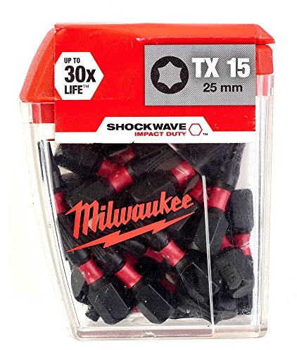 Milwaukee Ponta TX15 Bit 25 mm (25 Pcs), Rot