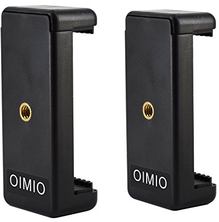 Universal Cell Phone Tripod Mount Adapter, OIMIO Phone Holder Clip Connector Head Used for Monopod Selfie Stick DSLR Travel Mini Flexible Tripod and More(2 Pack)