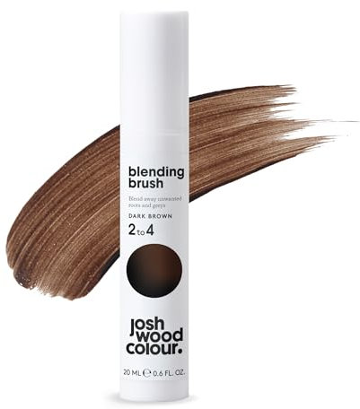 Josh Wood Blending Brush (Dark Brown) - Grey Root Touch Up to Cover Regrowth in between Colouring - Instant Coverage - Temporary, WASHES OUT - Vegan (20ml)