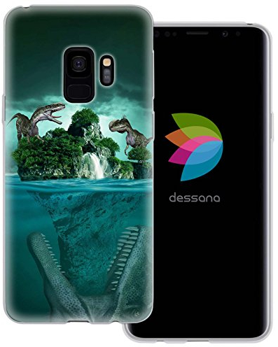 dessana Dinosaurier Welt transparente Silikon TPU Schutzhülle 0,7mm dünne Handy Tasche Soft Case passend für Samsung Galaxy S9 Dino Urwald