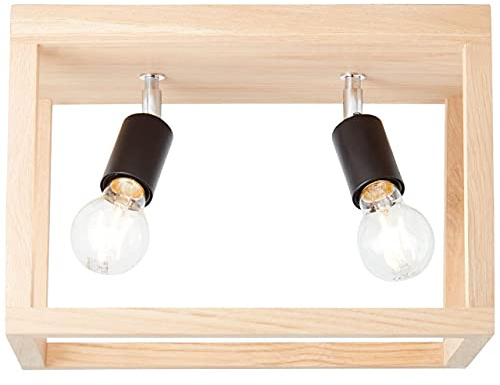 Brilliant Lampe, Nerea Deckenleuchte 2flg eiche geölt, Holz/Metall, 2x A60, E27, 15W,Normallampen (nicht enthalten)