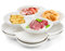 ZENFUN Set di 3 piatti in porcellana con 4 scomparti, a forma di fiore per caramelle e noci piatti da portata per verdure, frutta, dessert, 20 x 20 cm, bianco