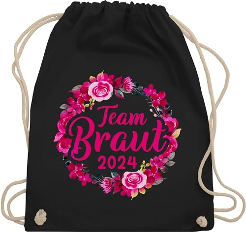 Turnbeutel Rucksack - JGA Junggesellenabschied Frauen - Team Braut 2025 Braut Crew - Unisize - Schwarz - geschenke für trauzeugin brauttaschen bachelorette party brautjungfern stoffbeutel