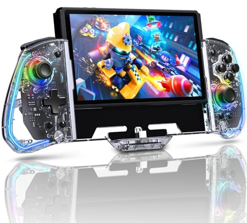 NexiGo Gripcon, (Gen 2), Keine Deadzone, Enhanced Switch/Switch OLED Controller für Handheld-Modus, Ergonomisches Design mit 6-Achsen-Gyro, Back-Button-Mapping, Vibration, Crystal