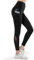 Yvette Damen Sport Leggings mit Tasche, high Waist Sporthose mit Mesh unter, Schwarz, S