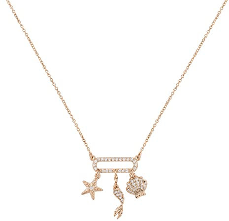 Disney The Little Mermaid Rose Gold Plated Sterling Silver Necklace